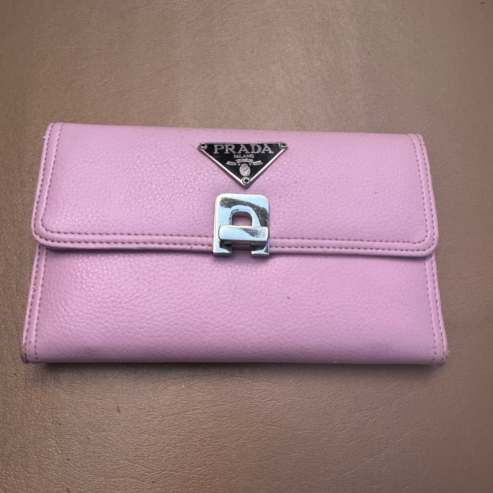 Prada Pink Leather Wallet with Iconic Logo